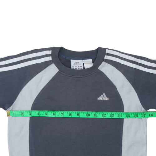 Adidas Boys Grey 10 Years Pullover Sweatshirt with Logo Stripes