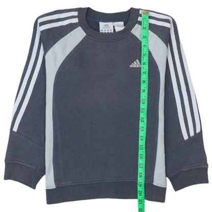 Adidas Boys Grey 10 Years Pullover Sweatshirt with Logo Stripes