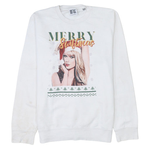 Womens UK Size M Russell White Pullover Sweatshirt