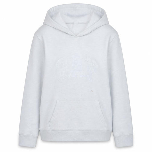 Gap Women White Pullover Hoodie L Cotton Blend Classic Casual