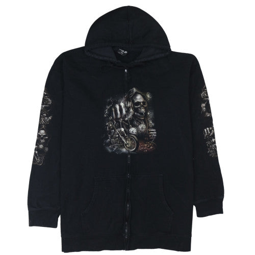 Mens UK Size 3XL Wild Black Full Zip Hoodie