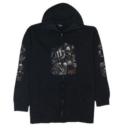 Mens UK Size 3XL Wild Black Full Zip Hoodie