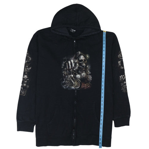 Mens UK Size 3XL Wild Black Full Zip Hoodie