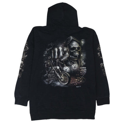 Mens UK Size 3XL Wild Black Full Zip Hoodie