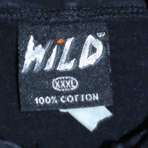Mens UK Size 3XL Wild Black Full Zip Hoodie