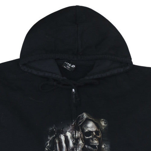 Mens UK Size 3XL Wild Black Full Zip Hoodie