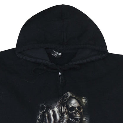 Mens UK Size 3XL Wild Black Full Zip Hoodie