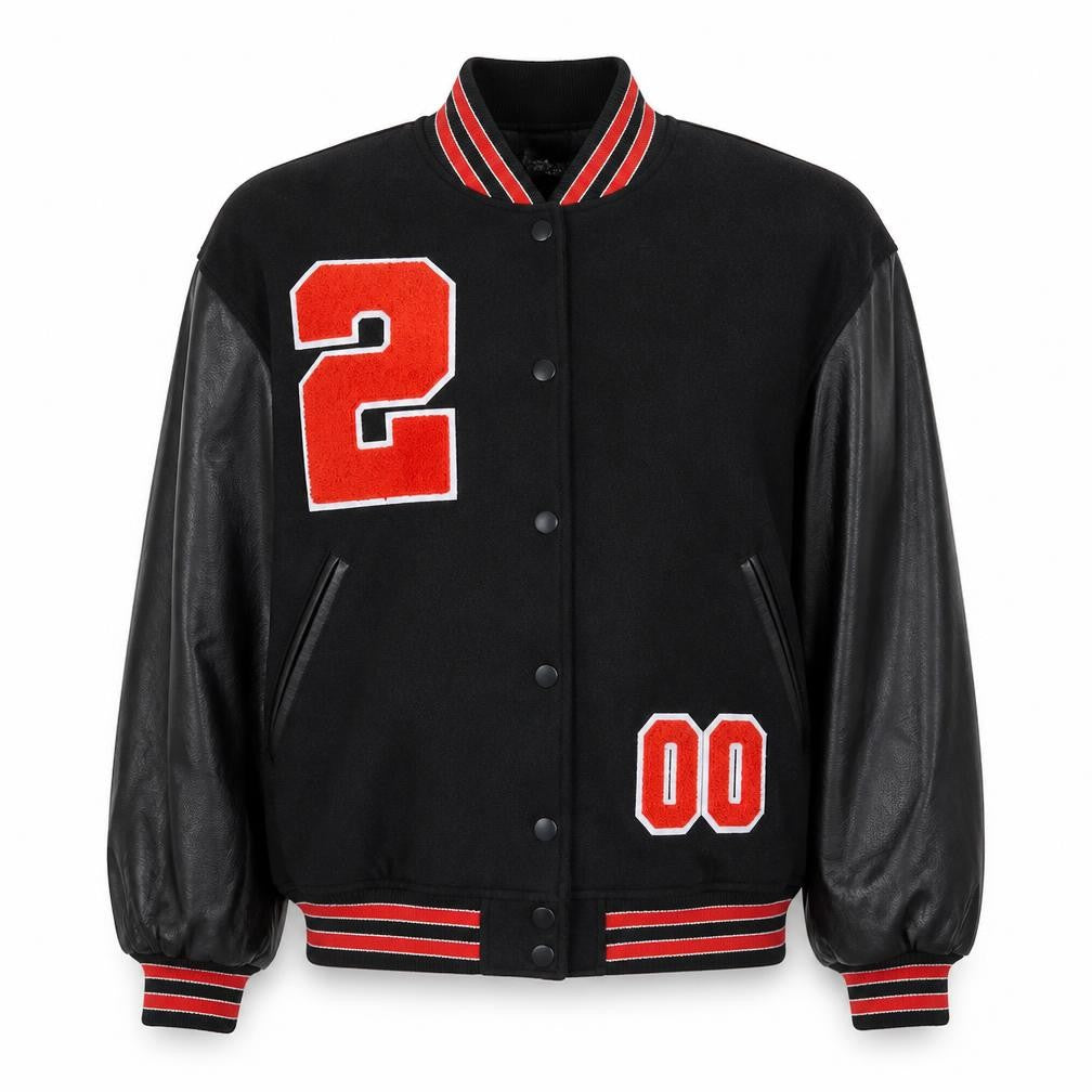 Womens UK Size 10 Boohoo Black Varsity Jacket