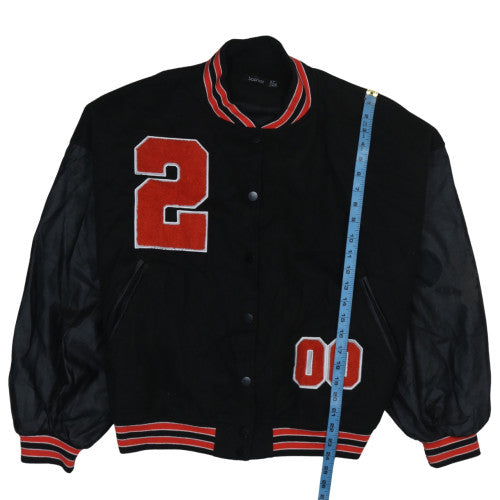 Womens UK Size 10 Boohoo Black Varsity Jacket
