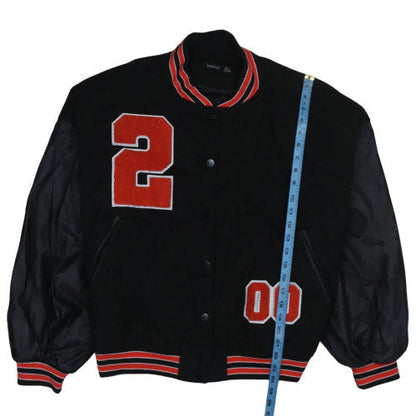 Womens UK Size 10 Boohoo Black Varsity Jacket