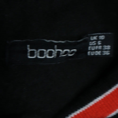 Womens UK Size 10 Boohoo Black Varsity Jacket