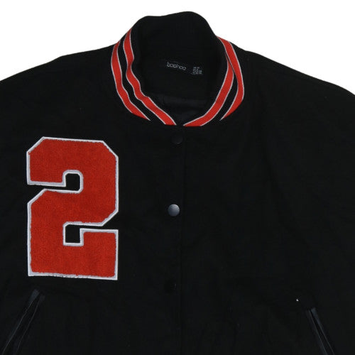 Womens UK Size 10 Boohoo Black Varsity Jacket