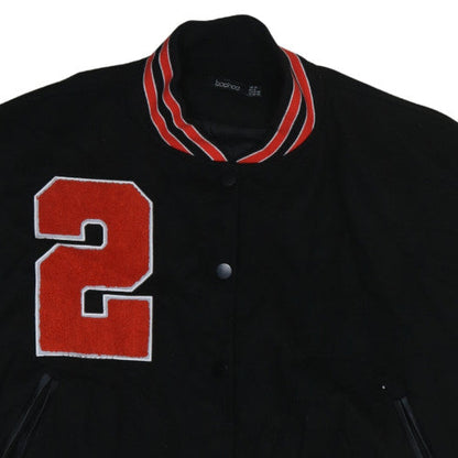 Womens UK Size 10 Boohoo Black Varsity Jacket