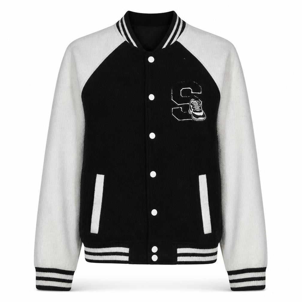 Womens UK Size XS Kiabi Black Varsity Jacket