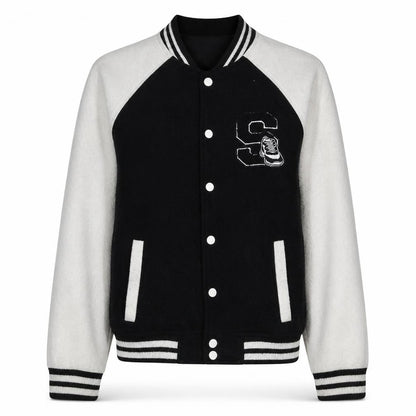 Womens UK Size XS Kiabi Black Varsity Jacket