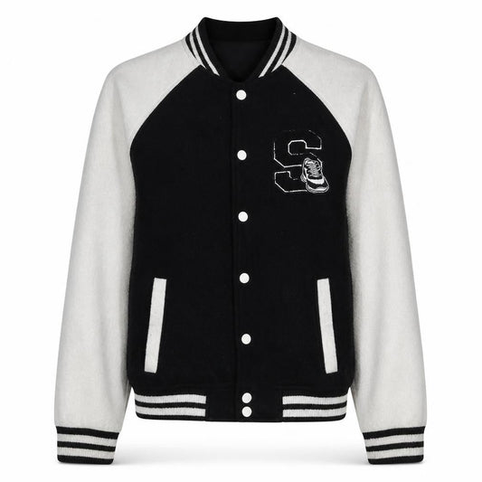 Womens UK Size XS Kiabi Black Varsity Jacket