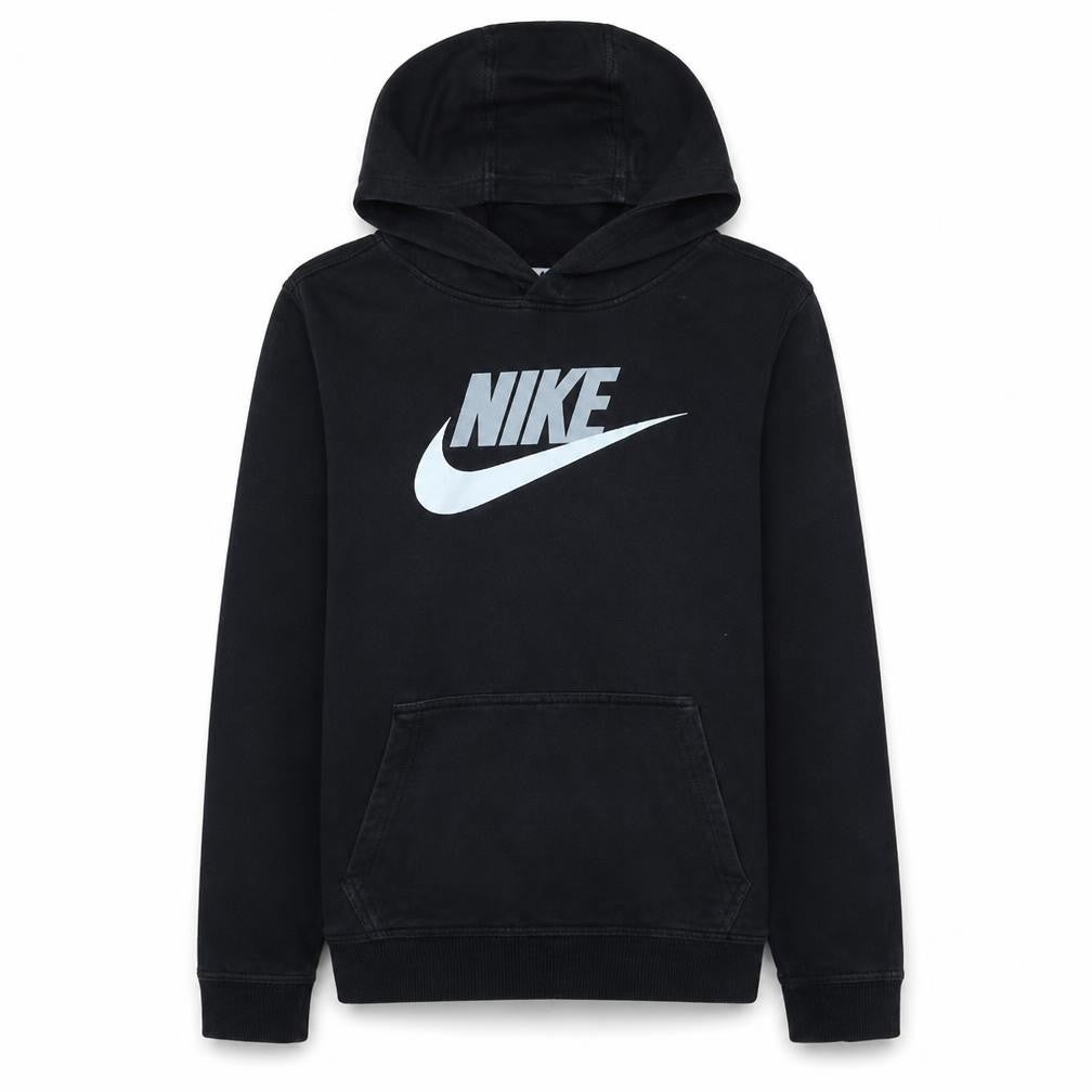 Nike Boys Black XL Pullover Hoodie with Logo Print