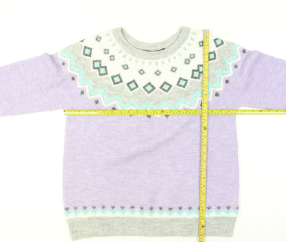 Bonmarché Women’s Purple Fair Isle Crew Neck Jumper Size 14