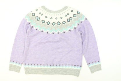 Bonmarché Women’s Purple Fair Isle Crew Neck Jumper Size 14