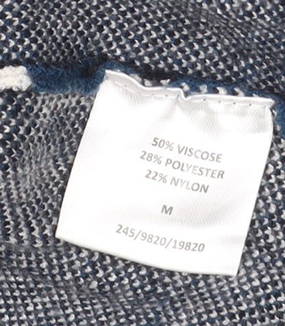 Bassini Women Blue Geometric Knit Pullover Jumper M