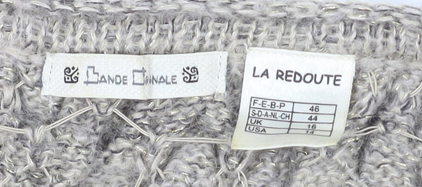 Womens UK Size 16 Bande Originale Grey Cardigan Jumper