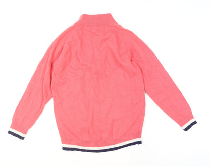 Womens UK Size S Whale of a Time Clothing Pink 1/2 Zip Jumper