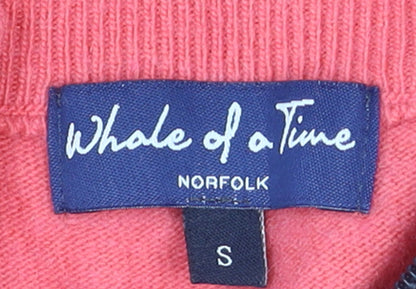 Womens UK Size S Whale of a Time Clothing Pink 1/2 Zip Jumper