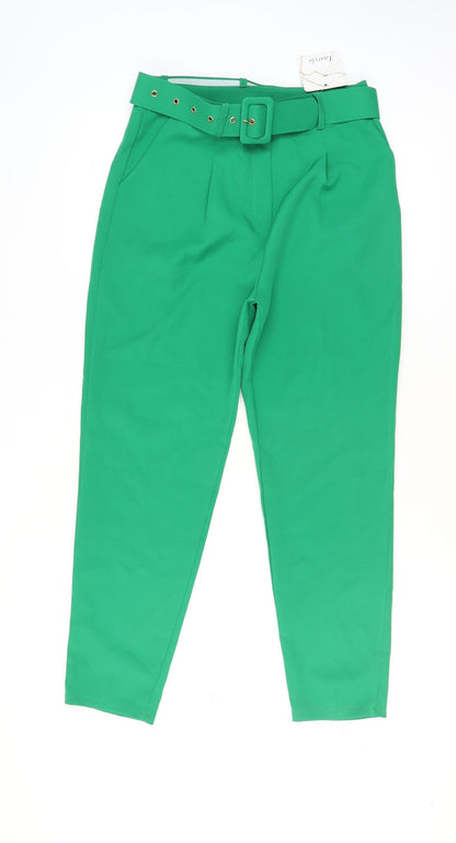 Womens UK Size XL Marks and Spencer Regular Fit Paperbag Green Trousers