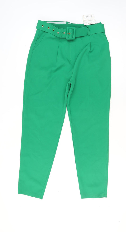 Womens UK Size XL Marks and Spencer Regular Fit Paperbag Green Trousers