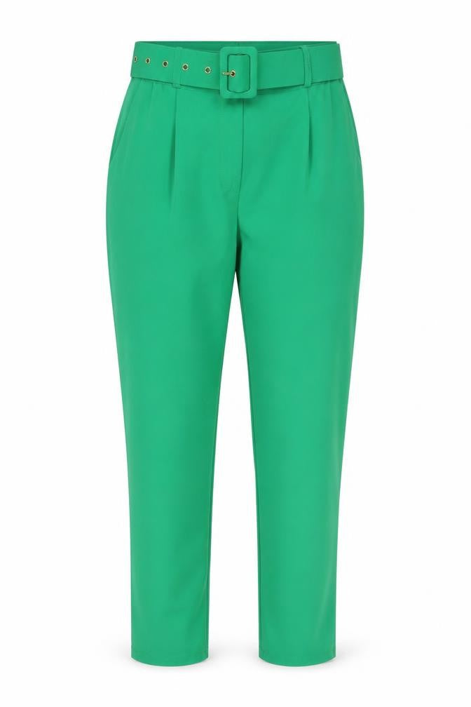 Womens UK Size XL Marks and Spencer Regular Fit Paperbag Green Trousers