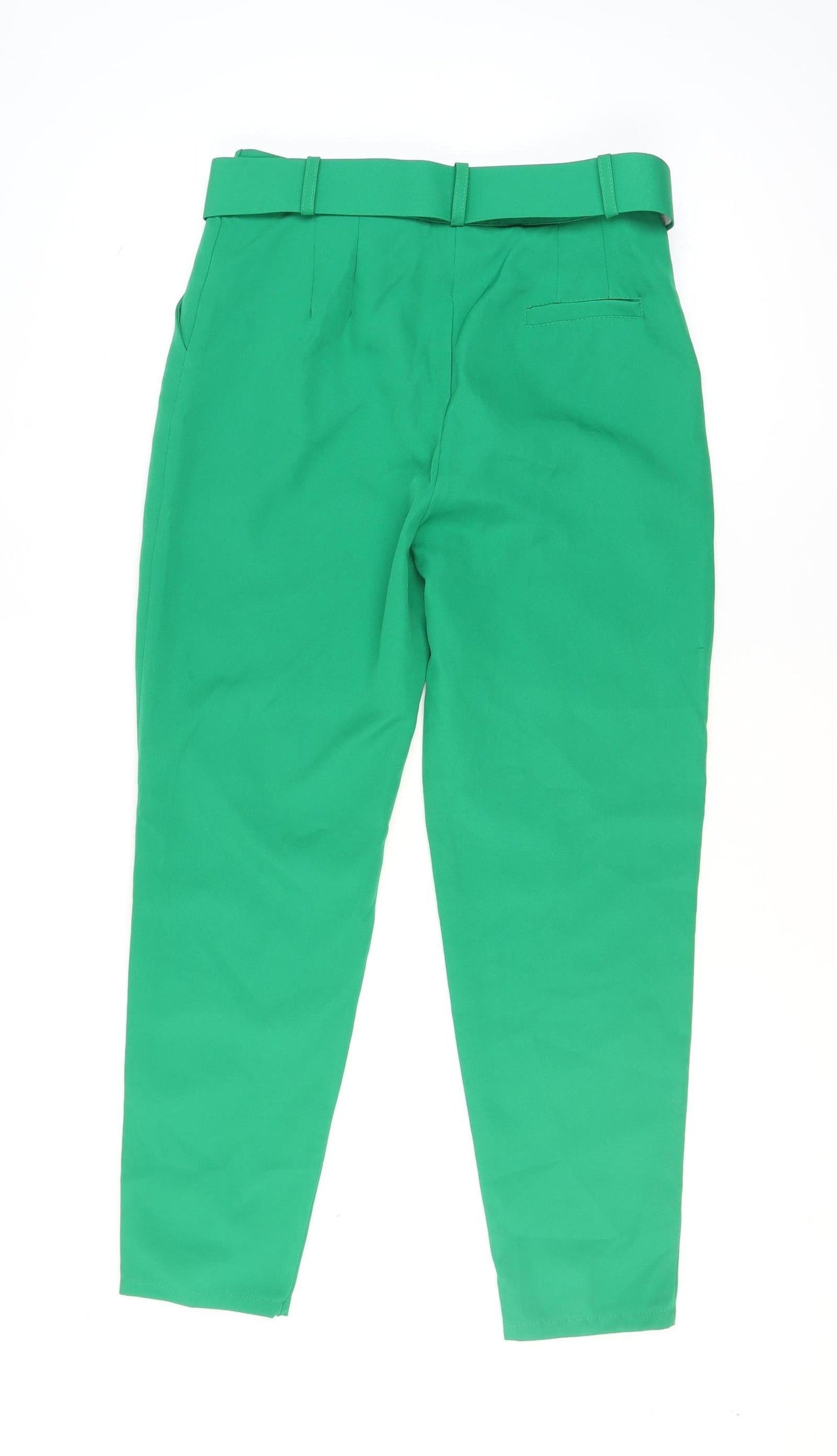 Womens UK Size XL Marks and Spencer Regular Fit Paperbag Green Trousers