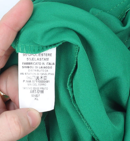Womens UK Size XL Marks and Spencer Regular Fit Paperbag Green Trousers