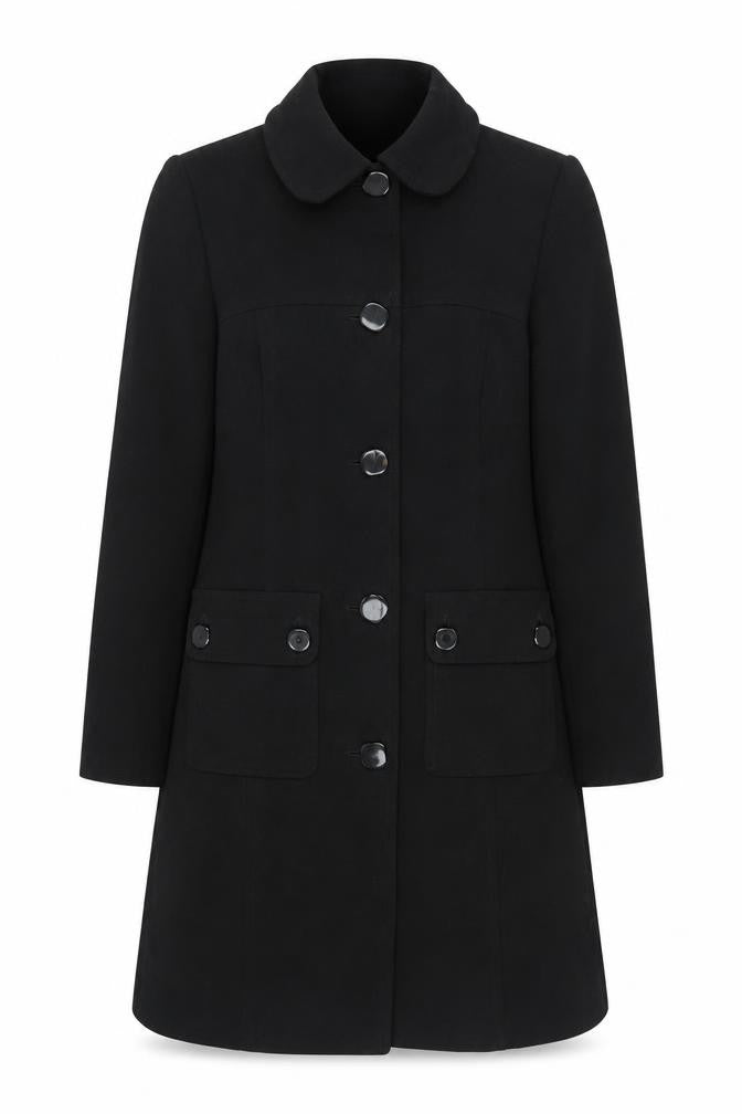 Womens UK Size 12 Warehouse Black Overcoat