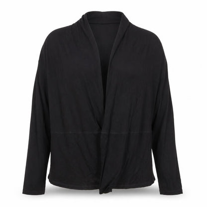 Gap Womens Black Cotton Jersey Wrap Blouse Size M Long Sleeve Top