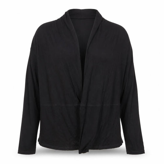 Gap Womens Black Cotton Jersey Wrap Blouse Size M Long Sleeve Top