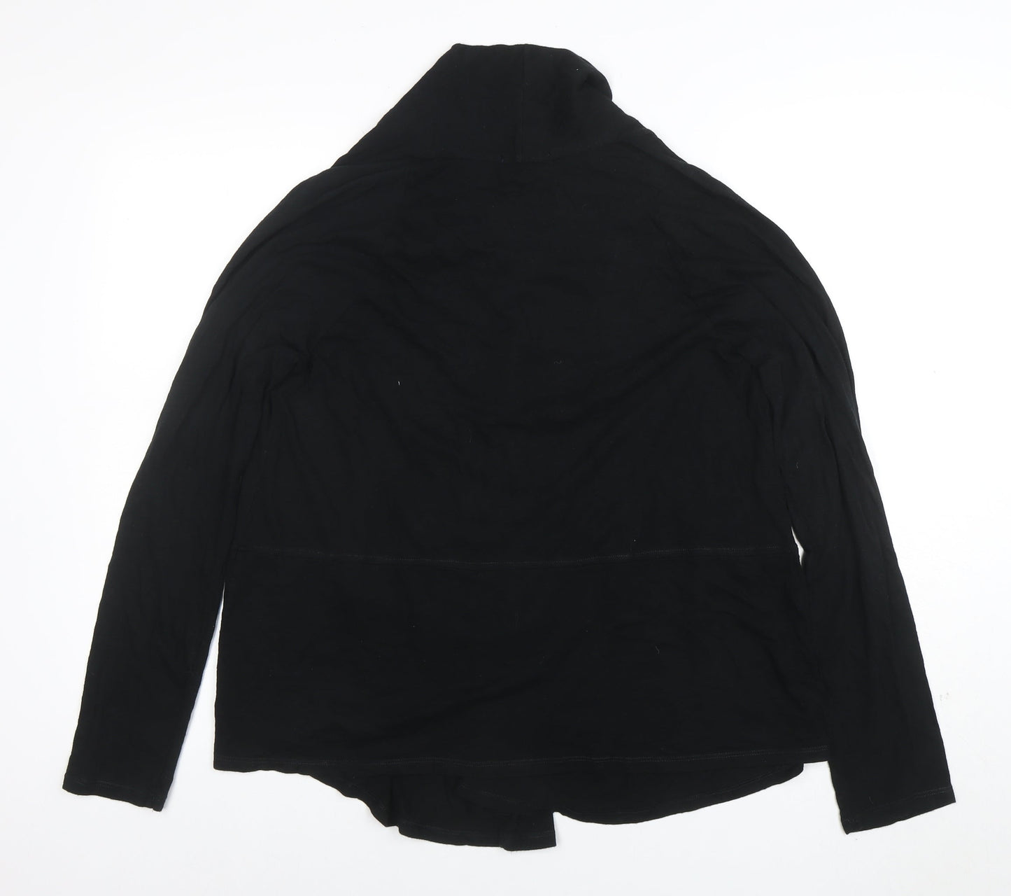 Gap Womens Black Cotton Jersey Wrap Blouse Size M Long Sleeve Top