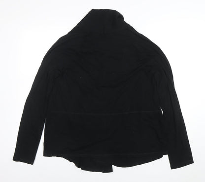 Gap Womens Black Cotton Jersey Wrap Blouse Size M Long Sleeve Top