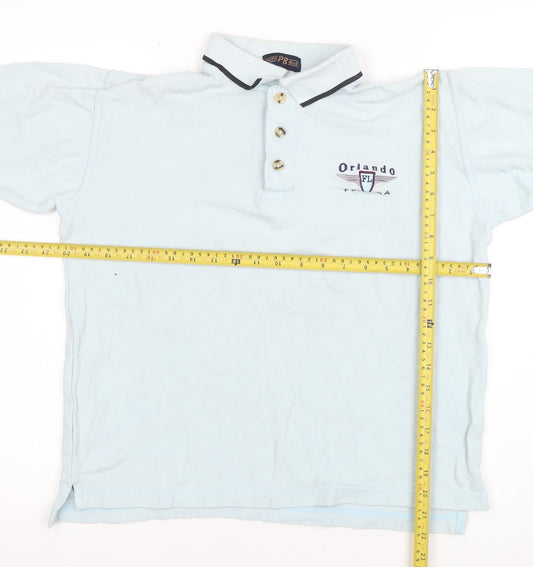 Mens UK Size S Pacific Blue 100% Cotton Polo Shirt