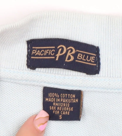 Mens UK Size S Pacific Blue 100% Cotton Polo Shirt