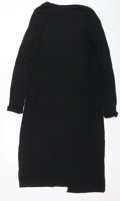 New Look Women's Black Long Sleeve Knit Open Cardigan Size 10