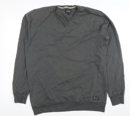 Mens UK Size L Solid Grey Pullover Sweatshirt