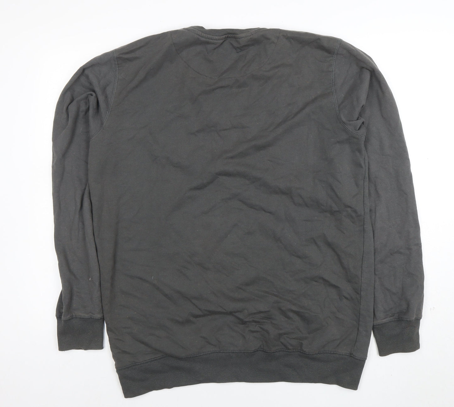 Mens UK Size L Solid Grey Pullover Sweatshirt