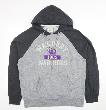 Mens UK Size L CampusCrew Grey Pullover Hoodie