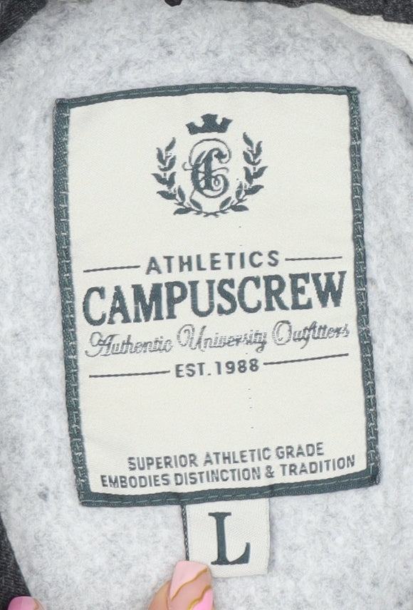 Mens UK Size L CampusCrew Grey Pullover Hoodie