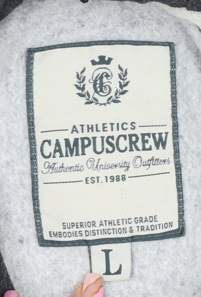 Mens UK Size L CampusCrew Grey Pullover Hoodie