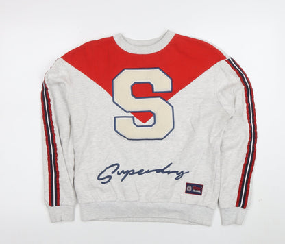Womens UK Size S Superdry Grey Pullover Sweatshirt