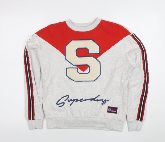 Womens UK Size S Superdry Grey Pullover Sweatshirt