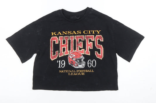 Girls UK Size 7 Years Marks and Spencer Black Cropped T-Shirt