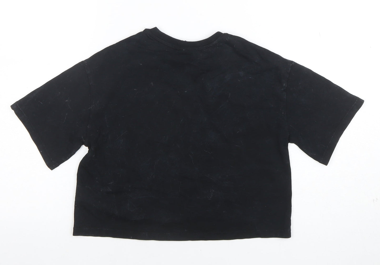 Girls UK Size 7 Years Marks and Spencer Black Cropped T-Shirt