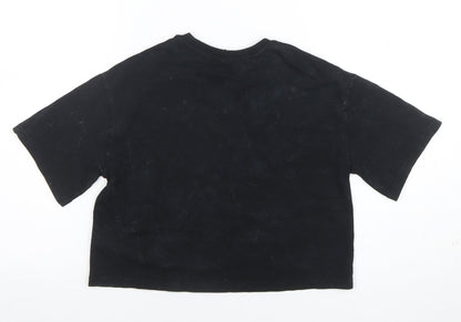 Girls UK Size 7 Years Marks and Spencer Black Cropped T-Shirt